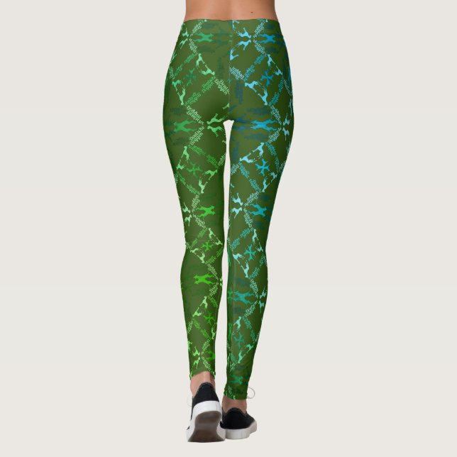 Große Dane-Silhouette und Typografie-Muster Leggings (Rückseite)