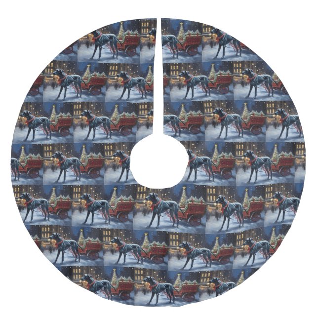 Große dane Weihnachtsfeiertage Polyester Weihnachtsbaumdecke (Vorderseite)