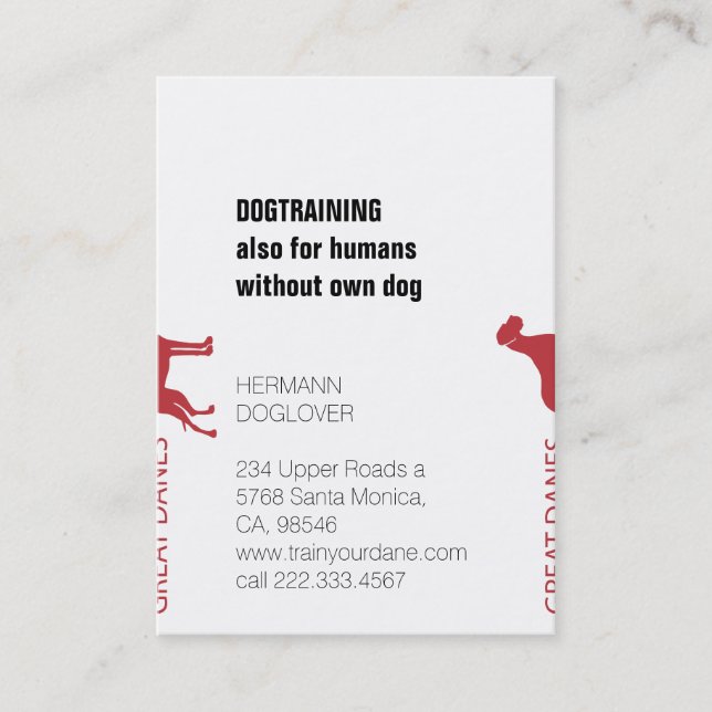 Große Dänen gespalten Visitenkarte (Vorderseite)