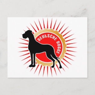 Große Dänen in Schwarz, Rot, Gold Postkarte