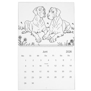 Große Dänische 18-Monate-Färbung Personalisiert Kalender