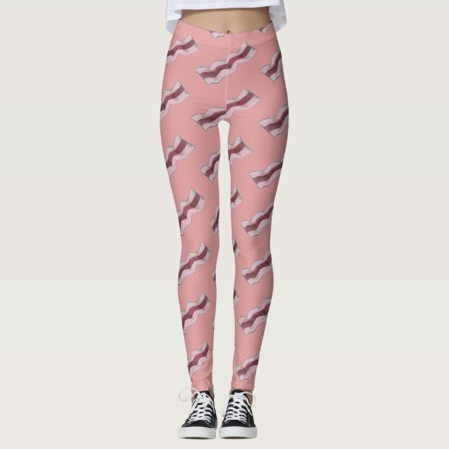 Größe der Bacon Strips Frühstück Leggings Fleisch  (Vorderseite)