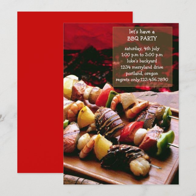 Größe der GRILLEN Party Einladung (Vorne/Hinten)