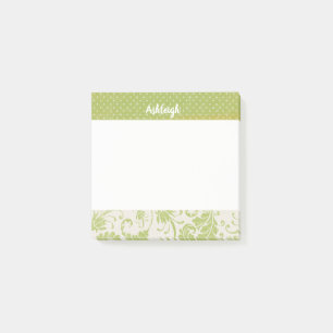 Größe der grünen Punkte und Damast Post-it Klebezettel