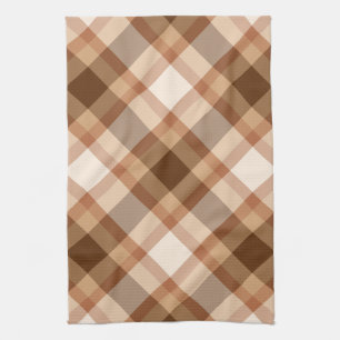 Große Diagonal Kariert braun, Beige, Kupfer und Ta Geschirrtuch