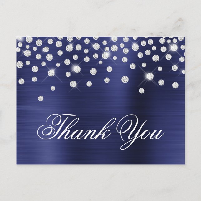 Große Diamond Confetti Navy Blue Satin Foil Postkarte (Vorderseite)