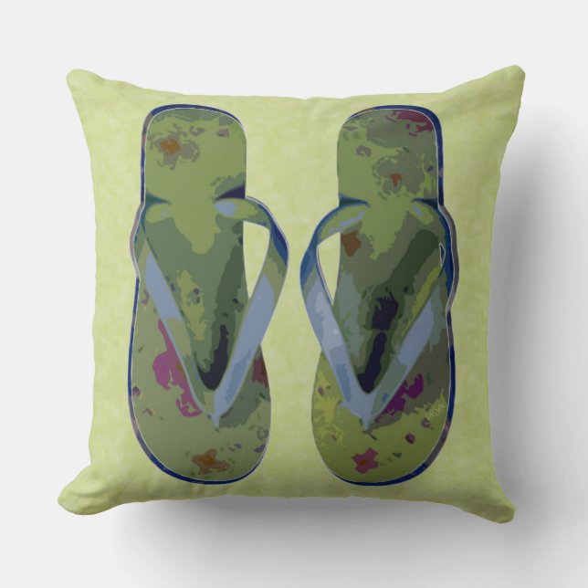 Große digitale Flip Flops grün und blau Kissen (Vorderseite)