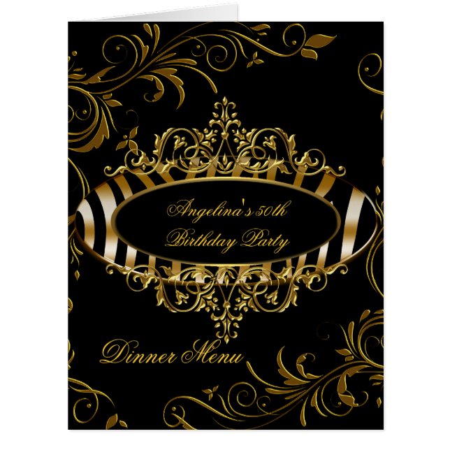 Große Dinner-Menü-Tisch Gold Zebra Schwarz (Vorderseite)
