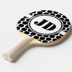GROSSE DOTS schwarz + Ihr Backgr. & Text Tischtennis Schläger