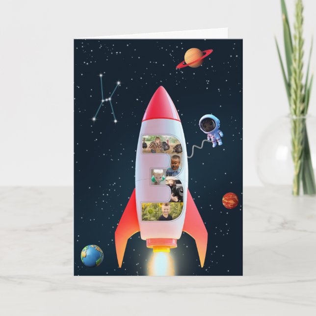 Große Drei mit Fotos | 3. Weltraumrakete Karte (Vorderseite)