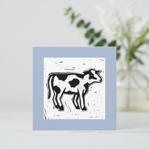Große Druckerei Schwarz-Weiß Kuh Print Blau Mitteilungskarte