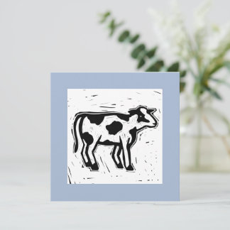 Große Druckerei Schwarz-Weiß Kuh Print Blau Mitteilungskarte