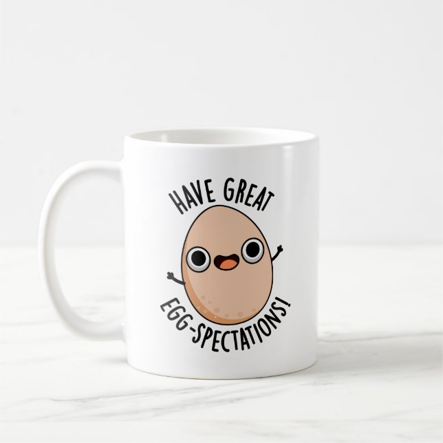 Große Ei-Spektakel Funny Egg Pun Kaffeetasse (Links)