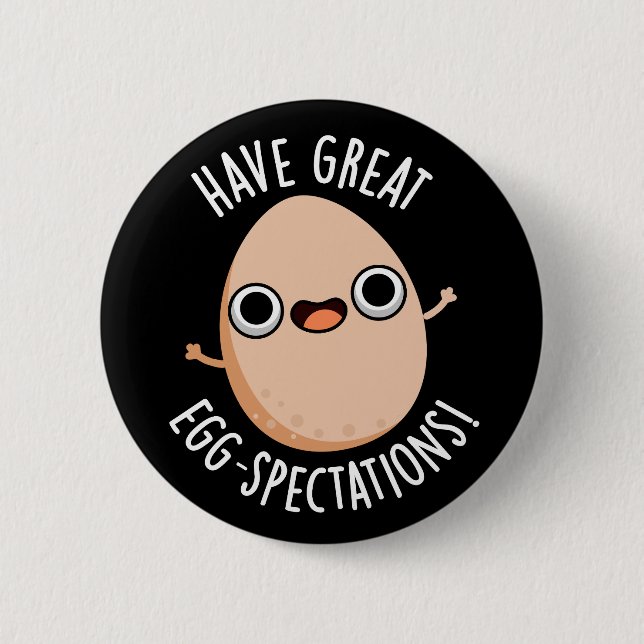 Große Ei-Spektionen Funny Egg Pun Dark BG Button (Vorderseite)