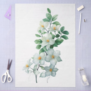 Große elegante Aquarell-Jasmin-Decoupage Seidenpapier