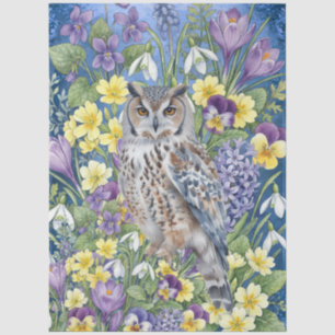 Große elegante florale Eulen-Möbel-Dekupage Seidenpapier