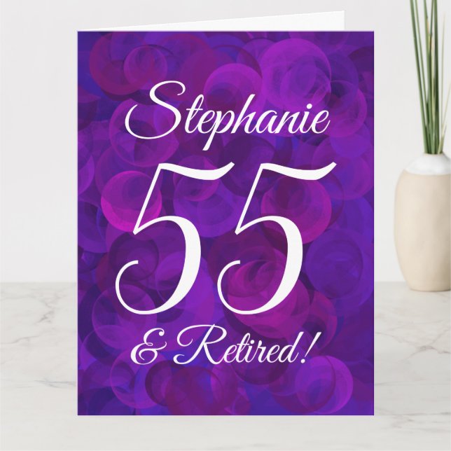 Große elegante Lila 55 glückliche Pension Karte (Vorderseite)