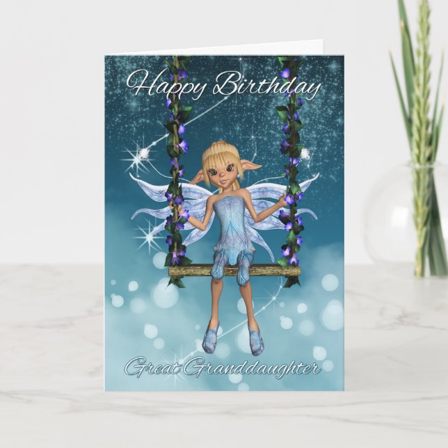 Große Enkelin Happy Birthday niedliche Fee Karte (Vorderseite)