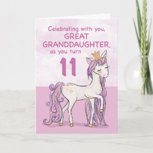 Große Enkeltochter 11. Geburtstag Rosa Einhorn Karte