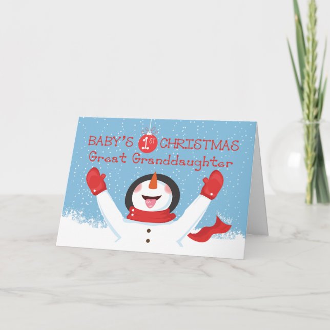 Große Enkeltochter Babys Erster Weihnachtsschneema Karte (Vorderseite)