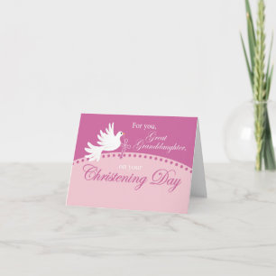 Große Enkeltochter Christening Dove on Pink Karte