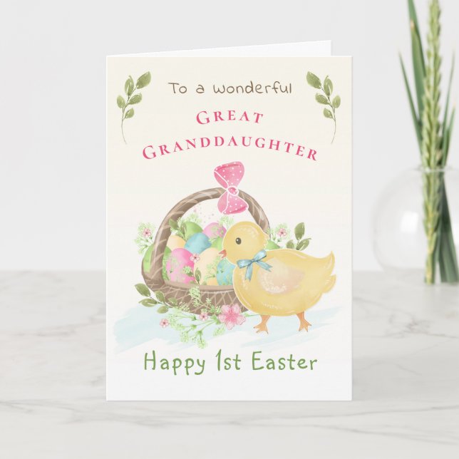 Große Enkeltochter Happy 1. Osterferienkarte Feiertagskarte (Vorderseite)