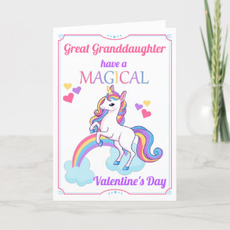 Große Enkeltochter Unicorn Valentinstag Feiertagskarte