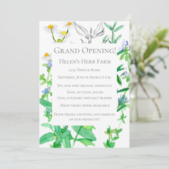 Große Eröffnungs-New Business Herb Farm Einladung (Stehend Vorderseite)