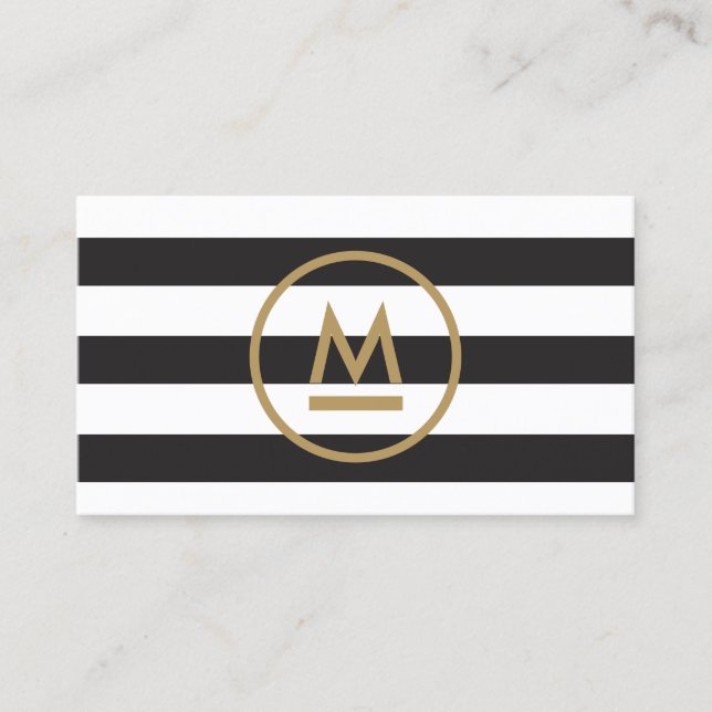 Große erste moderne Monogramm auf fetten Streifen Visitenkarte (Vorderseite)