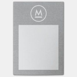 Große erste moderne Monogramm auf graue Linen Post-it Klebezettel