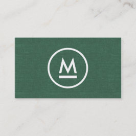 Große erste moderne Monogramm auf Grünleinen Visitenkarte