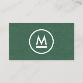 Große erste moderne Monogramm auf Grünleinen Visitenkarte