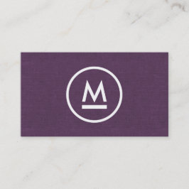 Große erste moderne Monogramm auf Lila Linen Visitenkarte