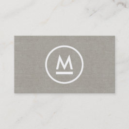 Große erste moderne Monogramm auf Taupe Linen Visitenkarte