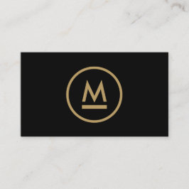 Große erste moderne Monogramm in Gold auf schwarz Visitenkarte
