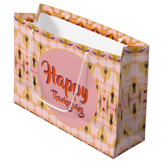 Große Extravagante Erntedank Papiergeschenktasche Geschenktüte (Vorderseite Schrägansicht)