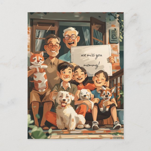 Große Familie Postkarte (Vorderseite)