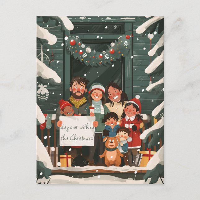 Große Familie zu Weihnachten Postkarte (Vorderseite)