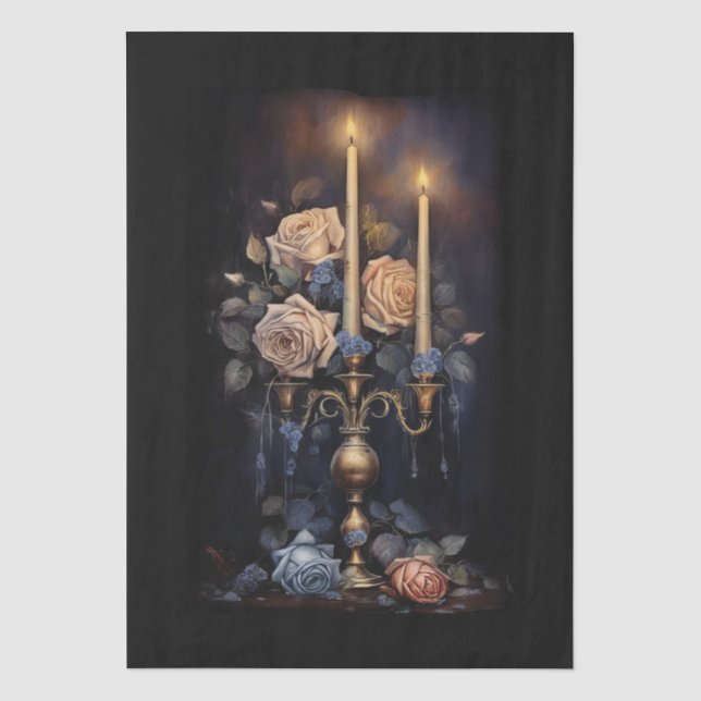 Große Fantasy Gothic Blumenkerzen Dekoupage Seidenpapier (Vorderseite)