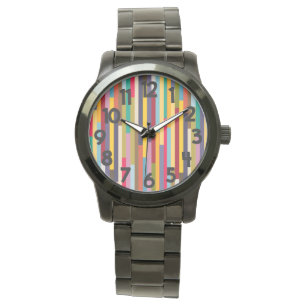 Große farbenfrohe Streifen Armbanduhr