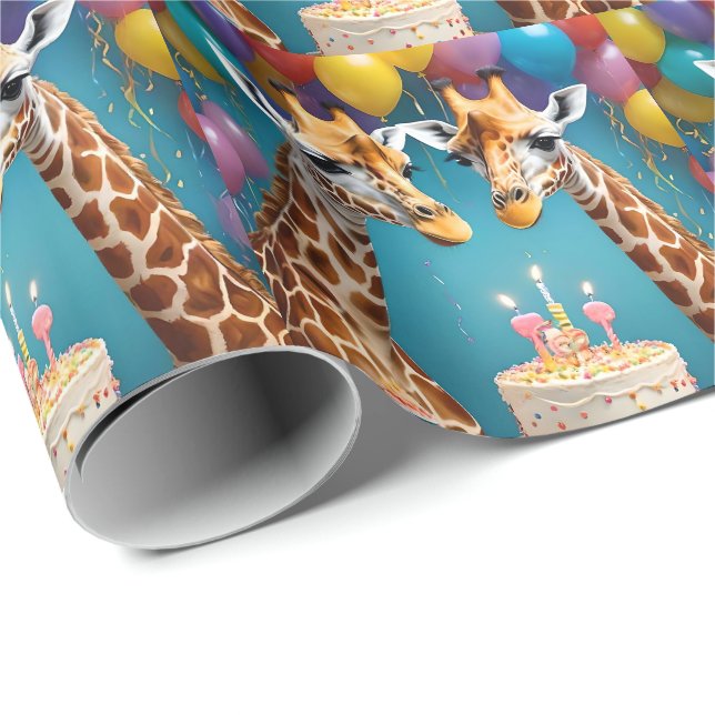 **"Große Feiern: Geburtstagsbash einer Giraffe"** Geschenkpapier (Rolleneckpunkt)