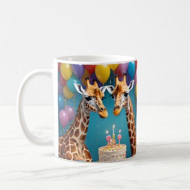 **"Große Feiern: Geburtstagsbash einer Giraffe"** Kaffeetasse (Links)