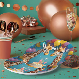 **"Große Feiern: Geburtstagsbash einer Giraffe"** Pappteller