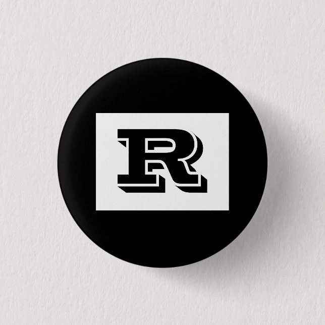 Große, fett ausgekleidete schwarze Monogramm, schw Button (Vorderseite)