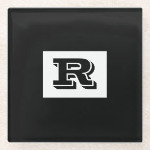 Große, fett ausgekleidete schwarze Monogramm, schw Glasuntersetzer