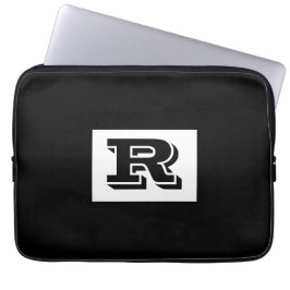 Große, fett ausgekleidete schwarze Monogramm, schw Laptopschutzhülle