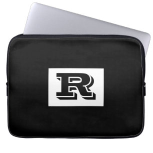 Große, fett ausgekleidete schwarze Monogramm, schw Laptopschutzhülle