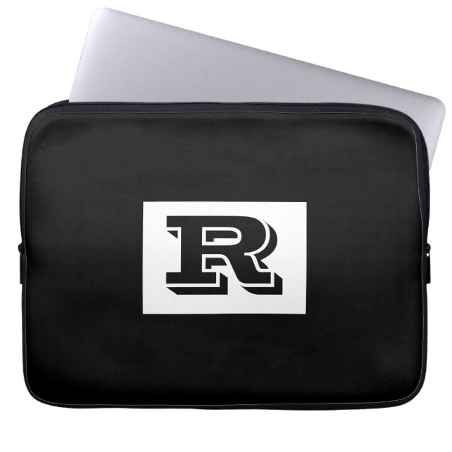 Große, fett ausgekleidete schwarze Monogramm, schw Laptopschutzhülle (Vorderseite)