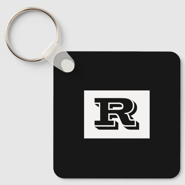 Große, fett ausgekleidete schwarze Monogramm, schw Schlüsselanhänger (Vorderseite)