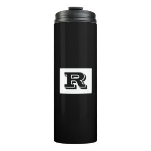 Große, fett ausgekleidete schwarze Monogramm, schw Thermosbecher